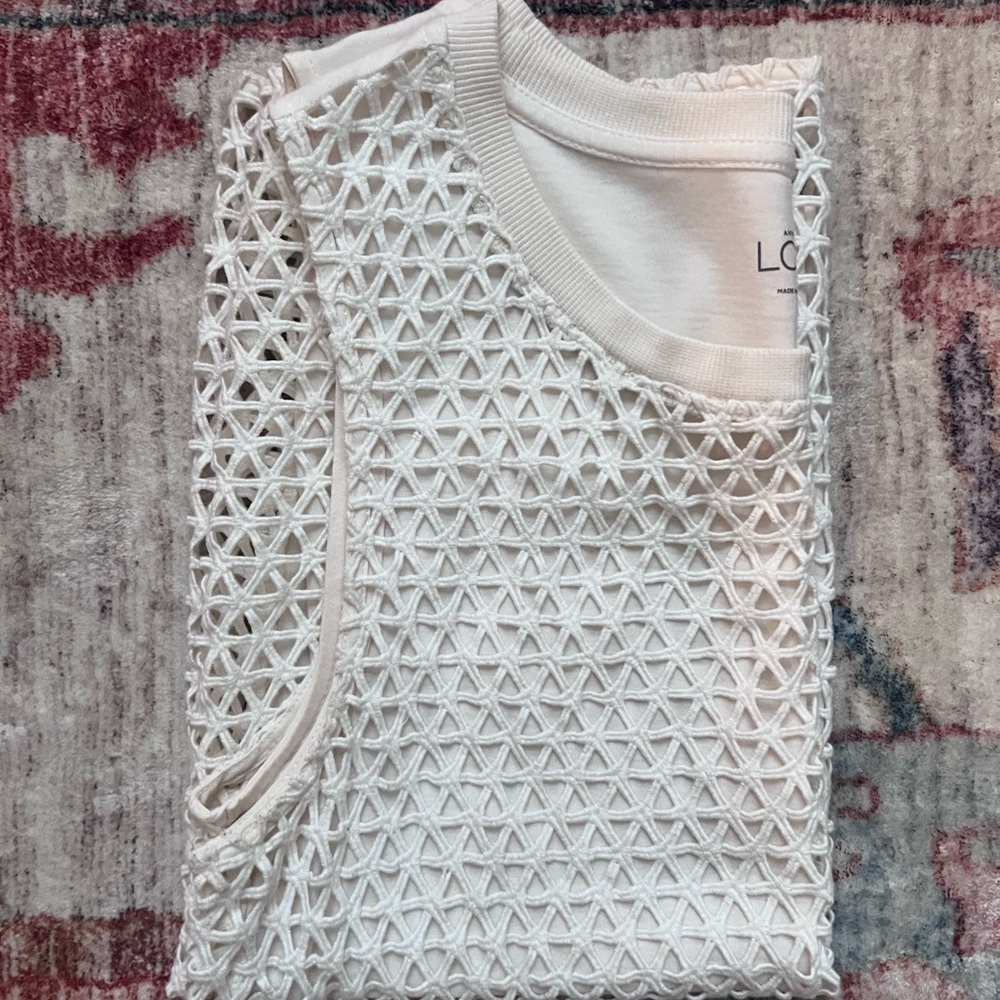 LOFT White Textured Sleeveless Top
